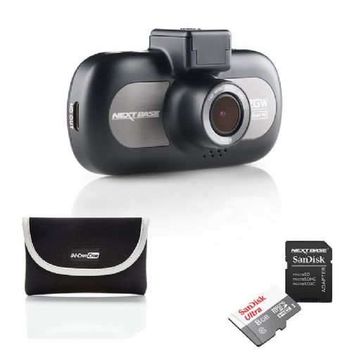 Nextbase 412GW In Car Dash Cam + Go Pack 8GB Micro SD Card + SD Card Adaptor + Neoprene Case Bundle - Model NBDVR412GWGP